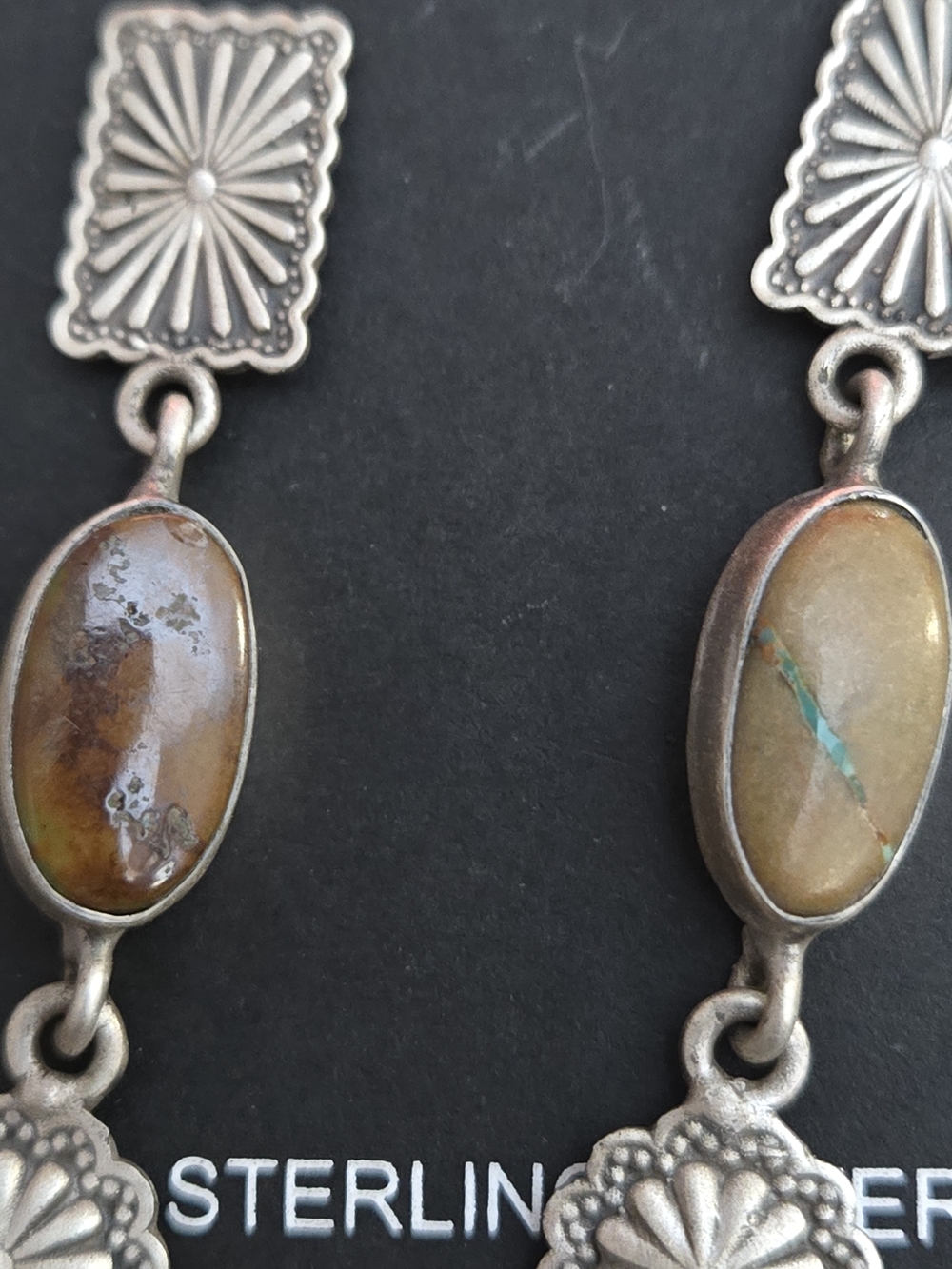 Sterling Silver Pilot Mountain Turquoise Inlay Dangle Earrings